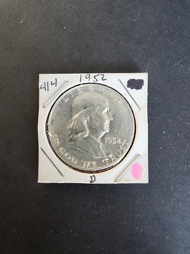 1952-D Frankin Half Dollar In About Uncirculated Condition