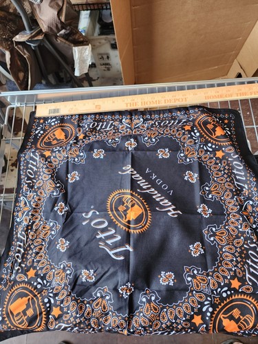 Tito's Handmade Vodka Black 21" X 21" New Bandana Scarf Handkerchief Dog
