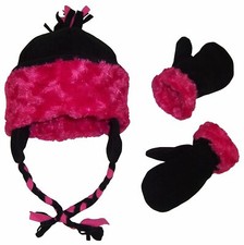 NICE CAPS Girls Velboa Lined Micro Fleece Accessory Set