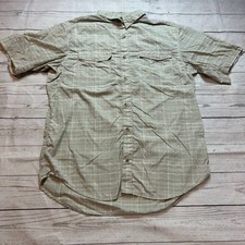 Columbia Beige Titanium Vented Short Sleeve Plaid Button Up Men's Size Medium