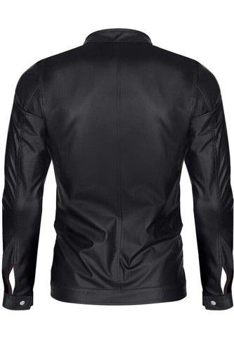 Mens Black Hot Wetlook Jacket with Zipper - Picture 9 of 10