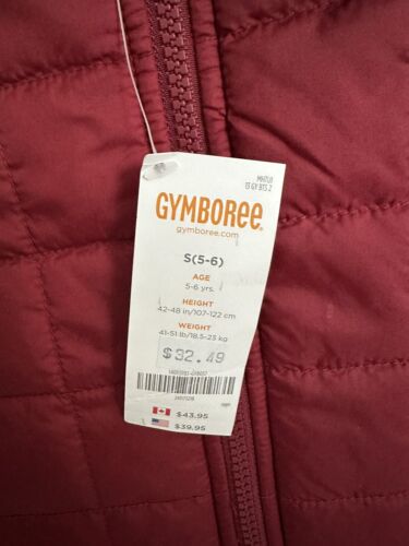 NWT Gymboree Vest Quilted 5/6 Small Maroon Red Gray Hood Boys - Picture 4 of 4