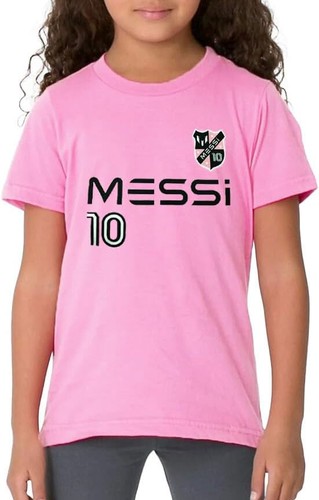 Messi Number 10 Soccer Logo Pink Unisex Kids T-Shirt. US Child Sizes. Brand New! - Picture 3 of 3