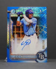 2022 Bowman Chrome WILLY VASQUEZ 1st Bowman Blue Mojo Auto /150 #BCP-195 (RC)