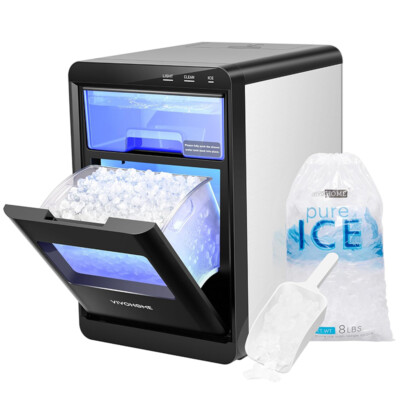 Nugget Ice Maker Countertop Chewable Ice Machine Automatic Self-Cleaning 45LBS
