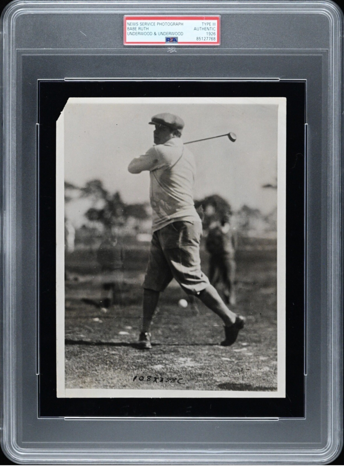 1926 BABE RUTH UNDERWOOD & UNDERWOOD ORIGINAL TYPE III PHOTO 6.5X8.5 GOLFING PSA