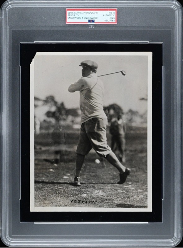 1926 BABE RUTH UNDERWOOD & UNDERWOOD ORIGINAL TYPE III PHOTO 6.5X8.5 GOLFING PSA