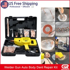 Auto Body Dent Repair Kit 800VA Electric Stud Welder Gun w/ Puller Hammer Yellow