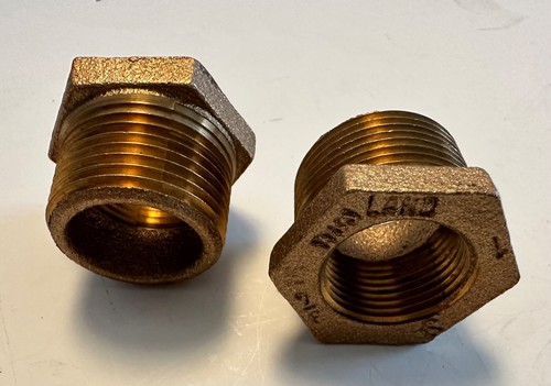 Bushing 1 inch Male to 3/4 Female NPT BRASS Water Fuel Gas 2 Pieces