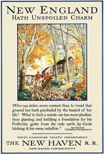 New England Hath Unspoiled Charm - New Haven R. R. - 1950's Travel Poster Magnet - Picture 1 of 2