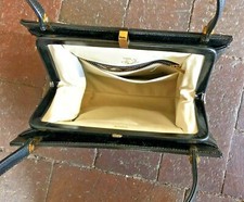 Vintage Black Leather Handbag By Dofan