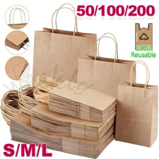 Brown Kraft Paper Bag Gift Bags with Handles Party Retail Merchandise Shopping