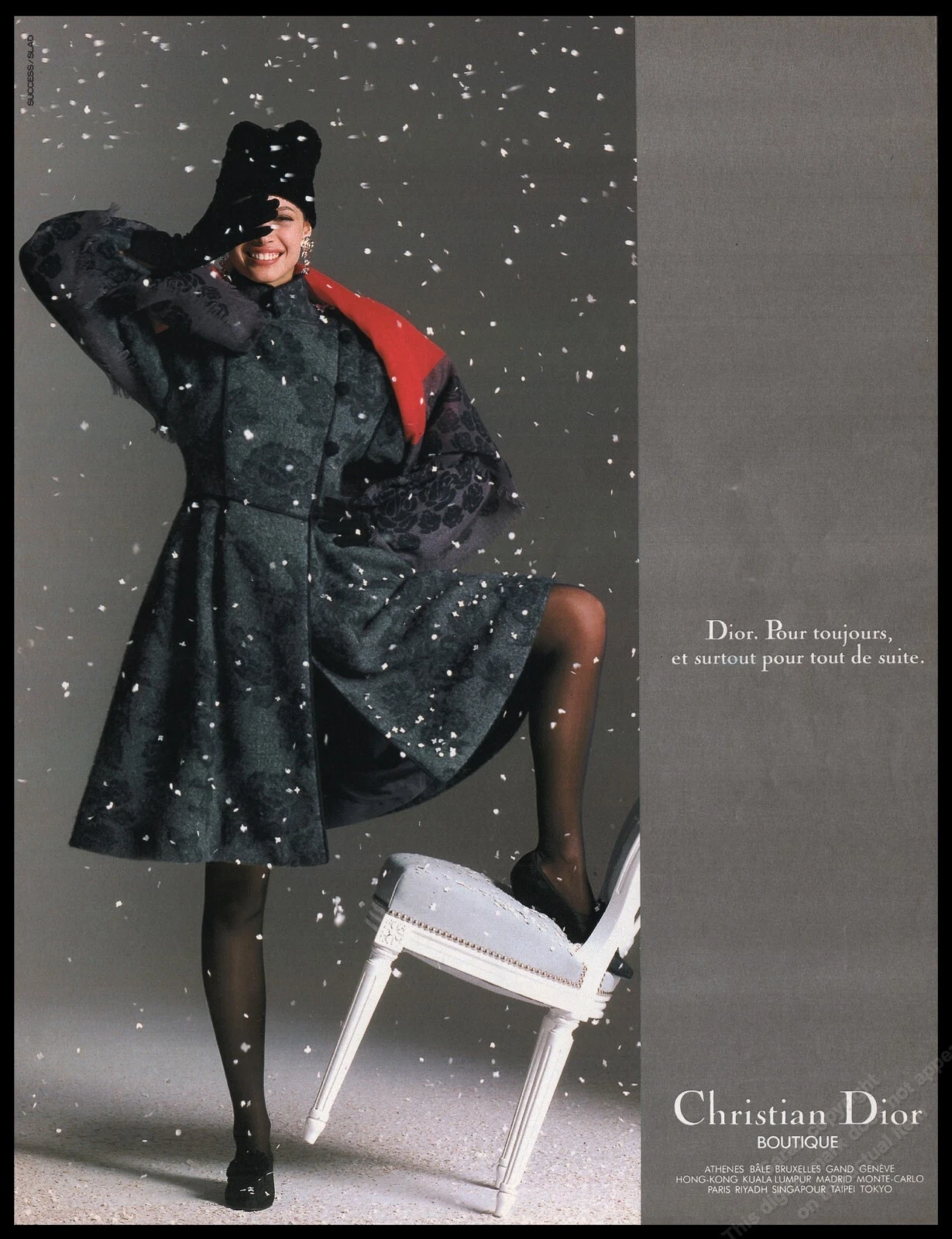 Chaussures imprimées années 1980 Christian Dior publicité femmes mode jambes longues chaussures  1 pg