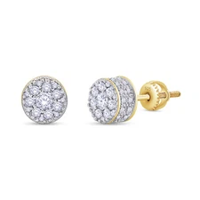 Flower Cluster Stud Earrings for Men 1/2 Cttw Round Natural Diamond Ear Studs wi