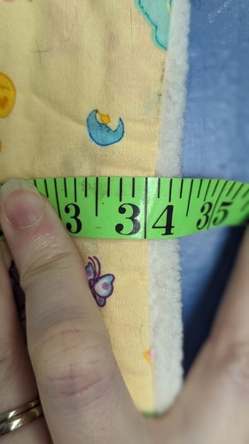 Vintage CARE BEARS Yellow & White BABY BLANKET w/ Sherpa Lining HANDMADE 41x34 - Picture 7 of 12
