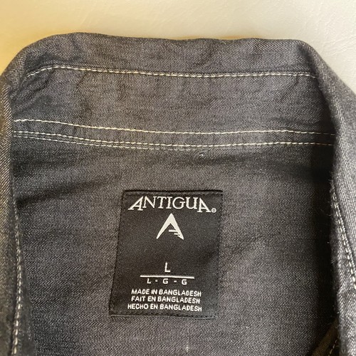 NOTRE DAME Antigua Men’s Button Up Shirt Long Sleeve Black Denim Size Large NWT - 第 3/9 張圖片