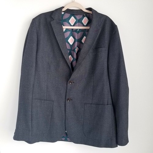 Ted Baker London Pebble Bird's Eye Blazer Mens 7 Missing Lapel Button - Picture 2 of 10