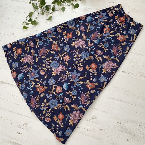 Vintage 1970s Maxi Skirt Floral Navy A-Line Retro Boho Summer Hippy Skirt 4 6 - Picture 8 of 12