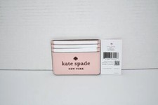 KATE SPADE SMALL Slim Logo Leather Card Case in Rose Smoke 0400017909927 NWT