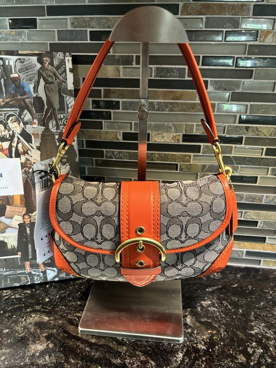 COACH Soho Shoulder Bag in Signature Jacquard & Leather Sun COACH Soho Shoulder Bag in Signature Jacquard & Leather Sun