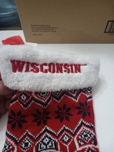 Wisconsin Badgers FOCO NCAA Christmas Football Basketball Stocking NEW WITH TAGS - Picture 3 of 4