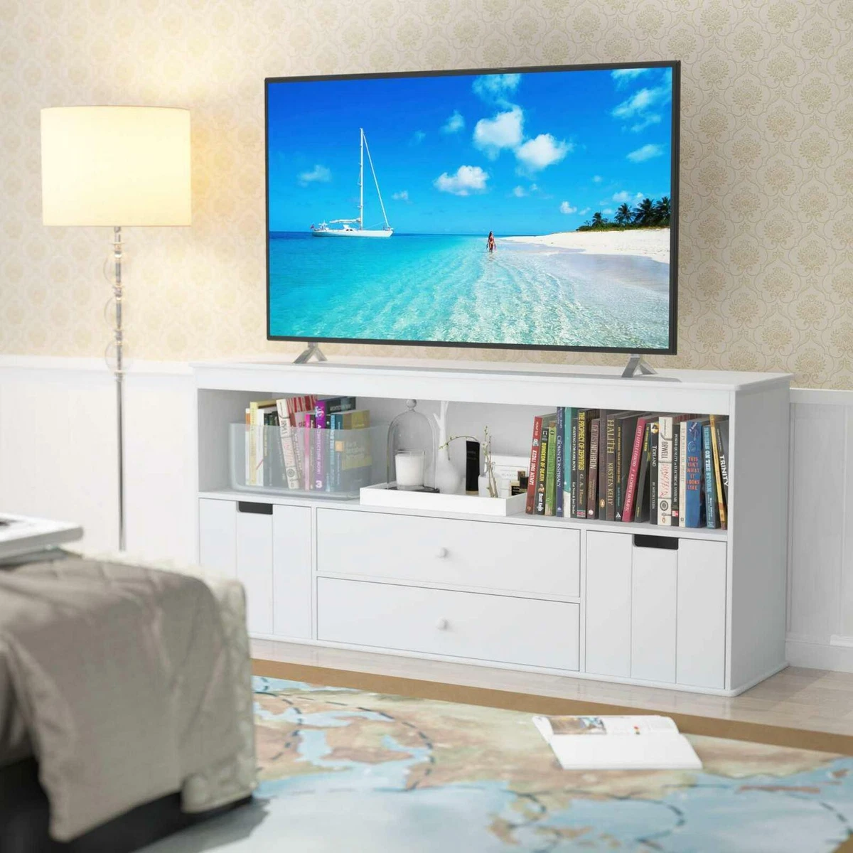 Elephance Modern TV Stand Cabinet For UP To 50 TV Kids Toy Storage Cabinet