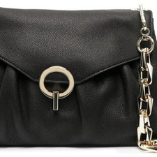 Sandro Big Yza Black Leather Bag With Gold Chain Strap Brand New With Tags