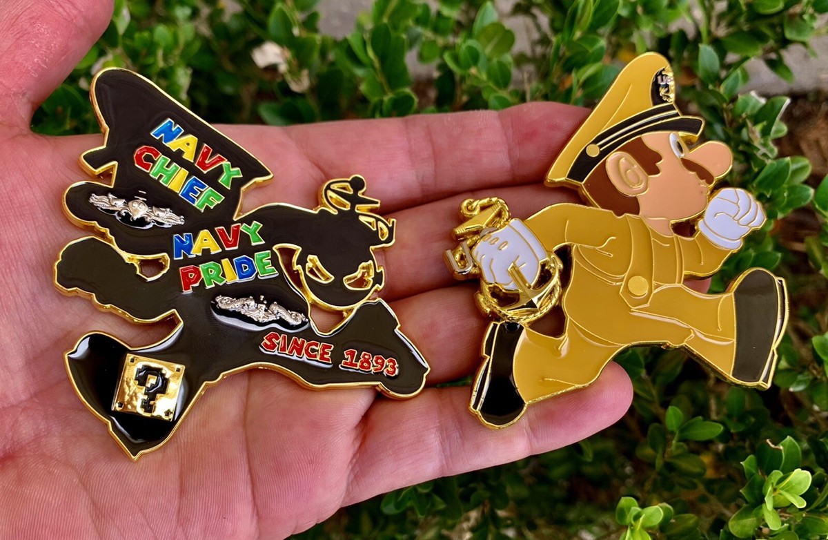 チャレンジコイン　USN ヨッシー　マリオ US Navy Chief Mario Brothers Yoshee Yoshi CPO Power Up