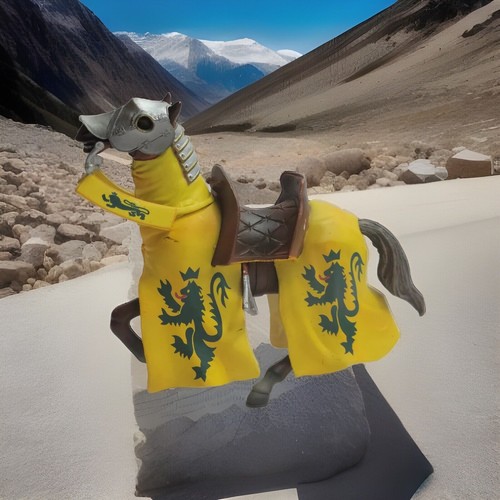 Rare Blue Box Medieval Kings Horse Knight Yellow Green Dragon Crown Armor A1