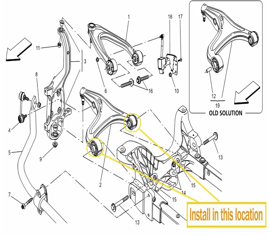 Maserati Quattroporte Front Lower Control arm bushings Set P/N 670039029