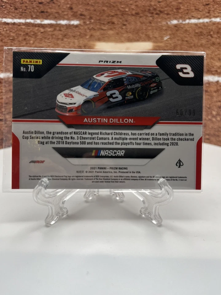 2021 Panini Prizm Prizms Carolina Blue Scope #70 Austin Dillon W /99 - Image 2 of 2