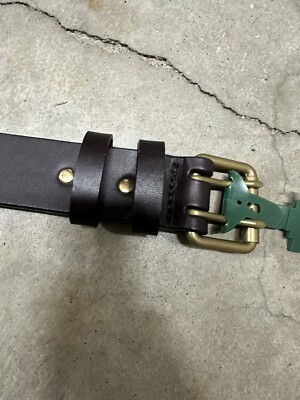 NWT Filson Double Prong Belt Brown Bridle Leather Made in USA Mens