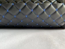 LEATHERETTE  Fabric Foam Quilted BLACK AND BLUE  Car Seat  Upholstery