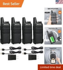 RT22 Long Range Rechargeable Walkie Talkies - Portable 4 Pack for Adventures