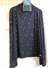 Chanel VINTAGE 14A NEW BLUE TOP PEARLS THROUGHOU CC LOGO ZIPPER FR44 $4.2K