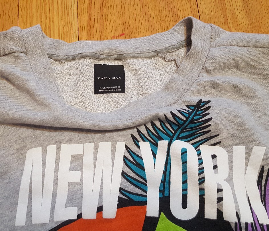 ZARA MAN Size LARGE grey SWEATSHIRT Women's New York Rare! EUC image 2