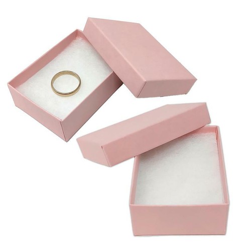 Pastel Pink 3.5x3.5x1 or 3x2x1 Inch Cotton Filled Presentation Jewelry Boxes - Picture 9 of 20