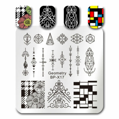 BORN PRETTY  Kunst Nagel Stempel Schablone Nail Art Stamp Geometrie Design NEU