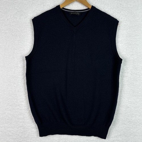 Brunella Gori Italy Men’s Sweater Vest L Navy 100% Extrafine Merino Wool V-Neck - Picture 10 of 10