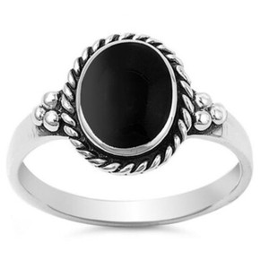 Women 12mm 925 Sterling Silver Simulated Black Onyx Vintage Ladies Ring Band Ebay