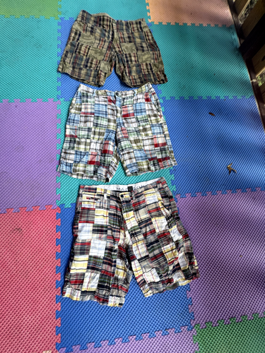 LOT/3 ~Izod,Madison,++Shorts Mens 36 Mariner Madras Plaid Patchwork 10.5" Ins
