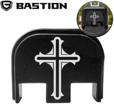GLOCK REAR SLIDE BACK COVER PLATE Models 17-45 Gen 1-5 Bastion Custom Logo Cross