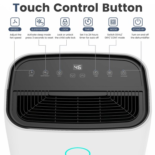 25L Dehumidifier Air Purifier with Humidistat LCD Display for Home Laundry UK - Picture 3 of 16