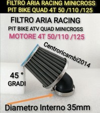 FILTRO ARIA RACING MINICROSS PIT BIKE QUAD 4T 50 /90/110 /125 CC 45 GRADI D 36MM