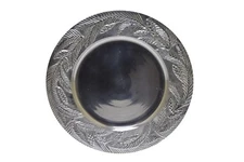 Silver Plate Charger Embossed with Palm Leaves 15.5"