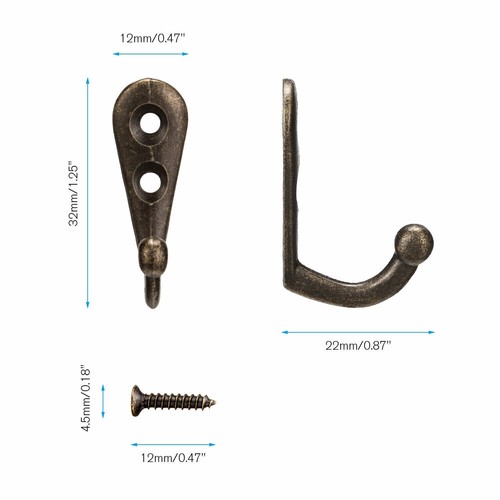 20 piezas Colgante de metal de gancho único Ropa Sombrero Abrigo Vestido Pared Puerta Colgantes Ganchos - Imagen 4 de 8