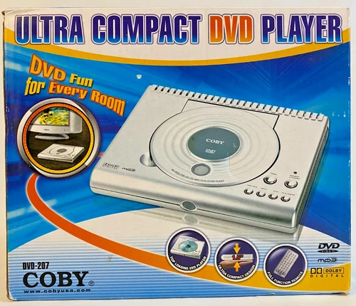 COBY Ultra Compact DVD Player Vintage DVD-207 With Remote NEW Unopened Box