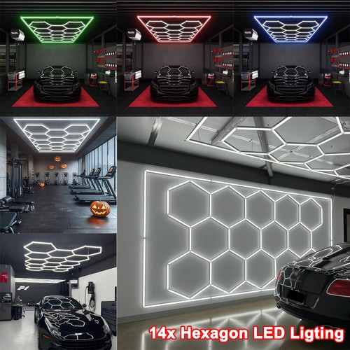 Luz hexagonal de garaje nido de abeja Iluminación LED para coche peluquería peluquería gimnasio - Imagen 6 de 47