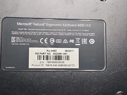 Microsoft Natural Ergonomic 4000 v1.0 Keyboard Tested Works - Picture 7 of 10
