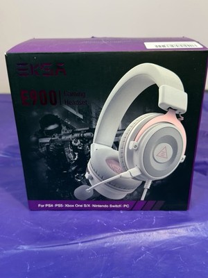 EKSA E900 Gaming Headset w/ Noise Cancelling Microphone for PC White/Pink